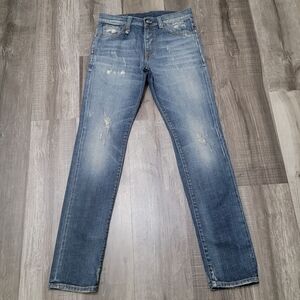 R13 Men Skate Ripped Dustland Blue Jeans